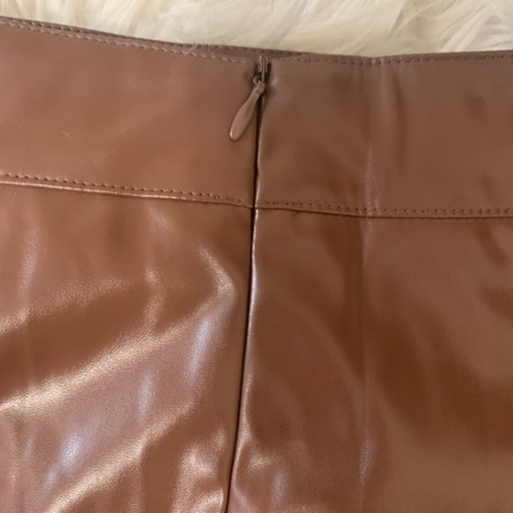 Kate Kasin Brown vegan Leather Mini Skirt Medium - Picture 13 of 13
